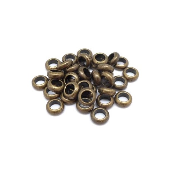 50 Perles Rondelle Fine 6mm En Métal Bronze Pour Cordon 3,5mm - Photo n°3