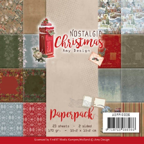 Papier scrapbooking Amy Design Nostalgic Christmas - 15X15 - 23 feuilles - Photo n°1