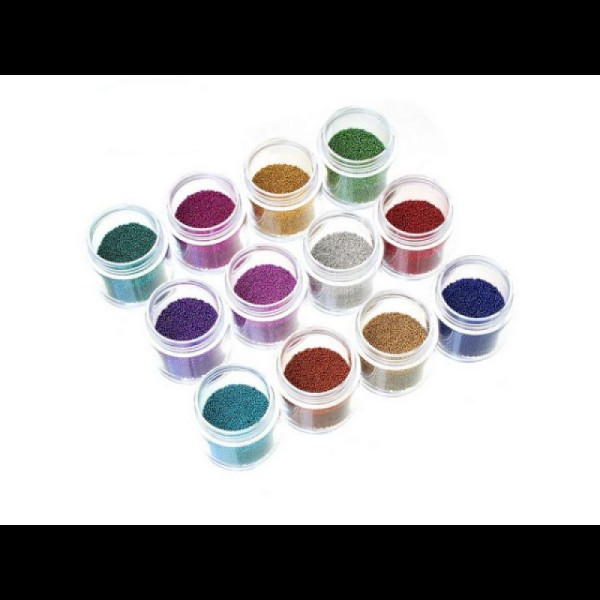 12 Boites De Faux Sucre Microbilles En Verre Multicolores (10g Par Boite) - Photo n°1