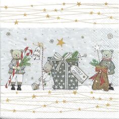 4 X Single Serviettes en papier Cloche de Noël Poinsettia pour Découpage Craft tableau 115