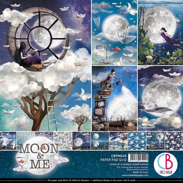 Papier scrapbooking Ciao Bella - Moon & Me - 30,5 x 30,5 - 12 feuilles - Photo n°1