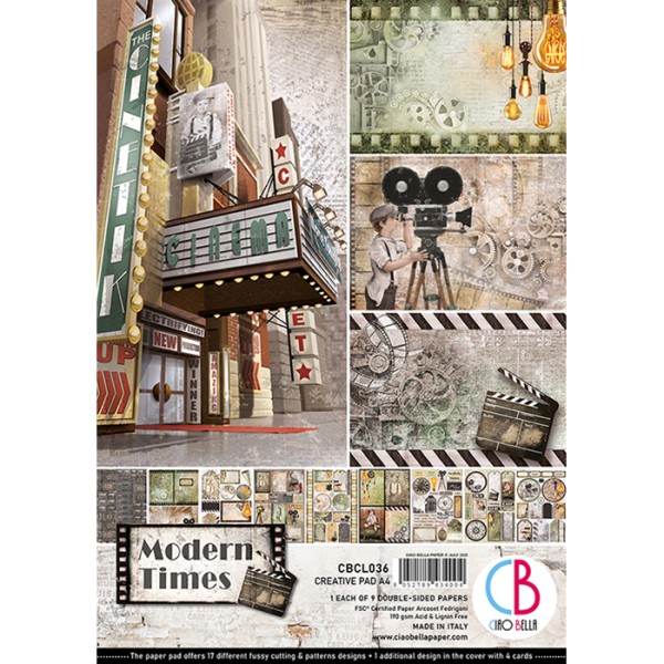 Papier scrapbooking Ciao Bella - Modern Times - A4 - 9 feuilles - Photo n°1