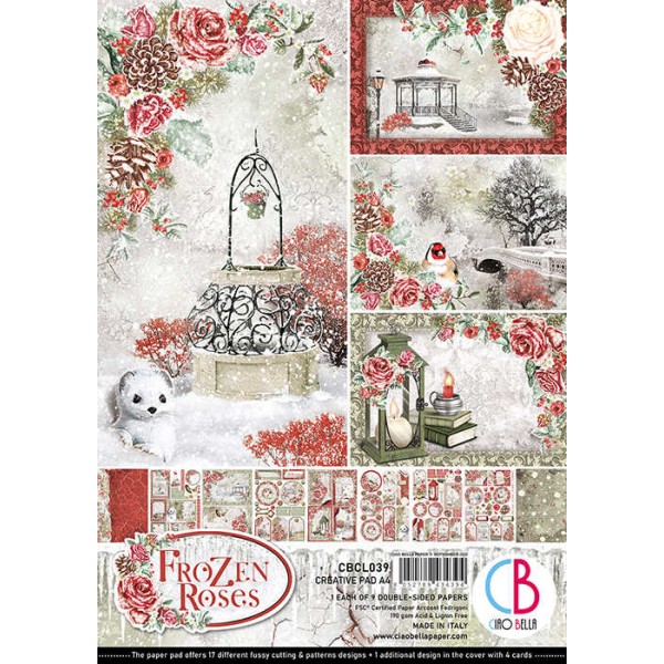 Papier scrapbooking Ciao Bella - Frozen Roses - A4 - 9 feuilles - Photo n°1