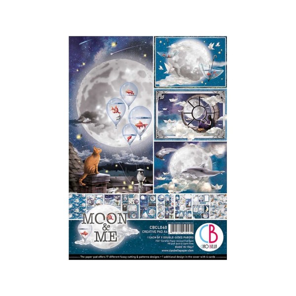 Papier scrapbooking Ciao Bella - Moon & Me - A4 - 9 feuilles - Photo n°1