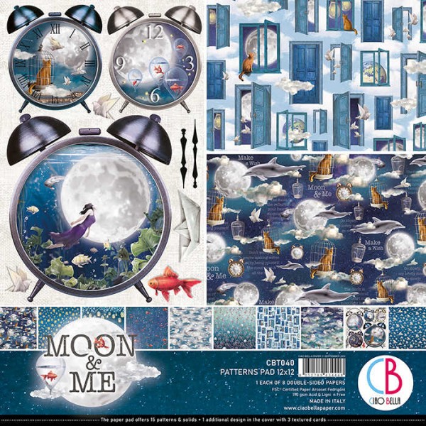 Papier scrapbooking Patterns Ciao Bella - Moon & Me - 30 x 30 - 8 feuilles - Photo n°1