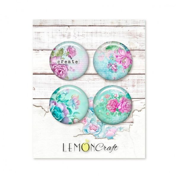 4 badges métal décoration scrapbooking 2,5 cm LemonCraft SILENCE - Photo n°1