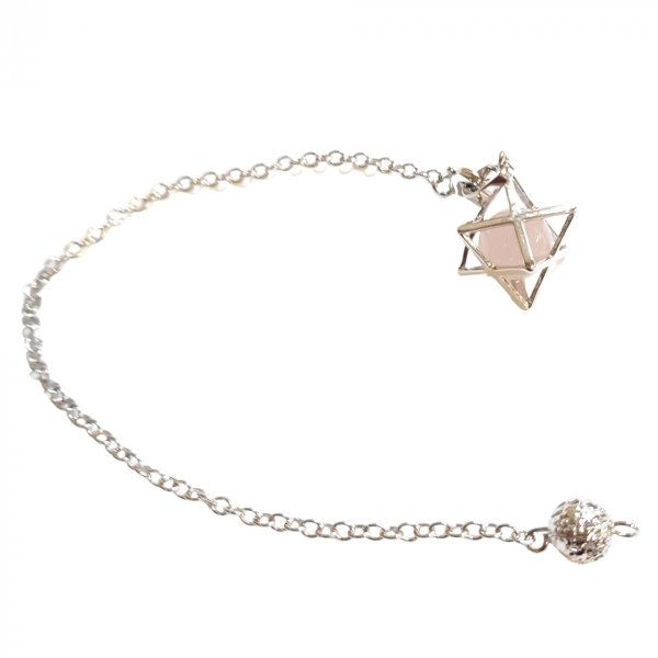 Pendule merkaba étoile avec une perle de quartz rose 10mm - Photo n°2