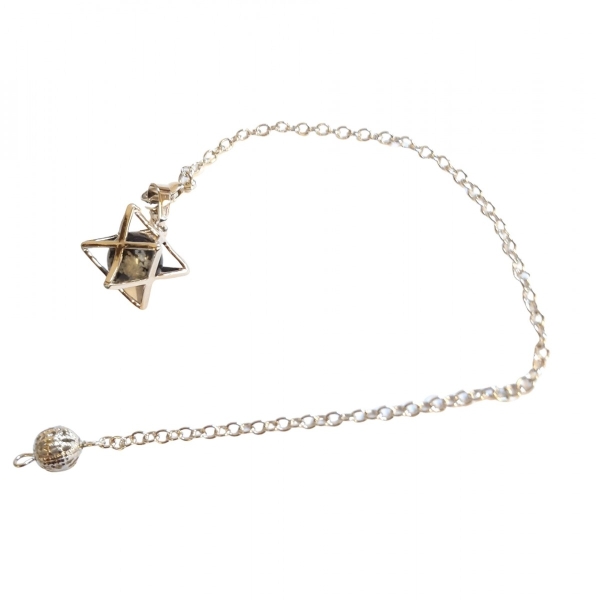 Pendule merkaba étoile avec une perle d'obsidienne flocons de neige mouchetée 10mm - Photo n°2