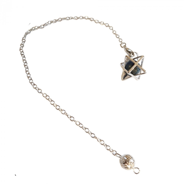 Pendule merkaba étoile avec une perle de lapis lazuli 10mm - Photo n°2