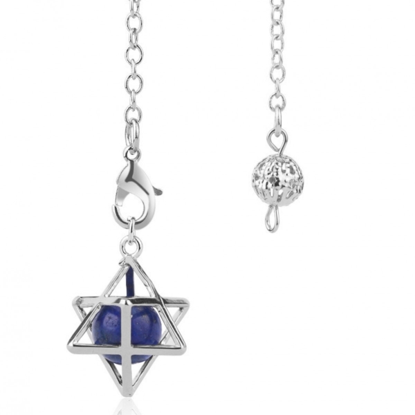 Pendule merkaba étoile avec une perle de lapis lazuli 10mm - Photo n°1