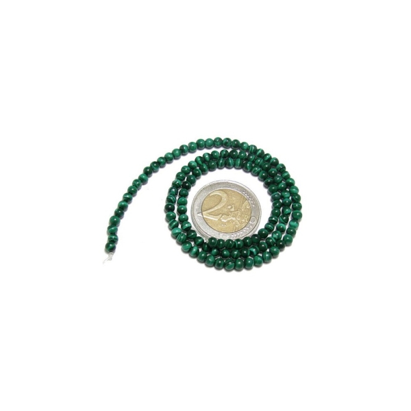 Fil de 100 perles rondes 4mm 4 mm en malachite verte naturelle - Photo n°2