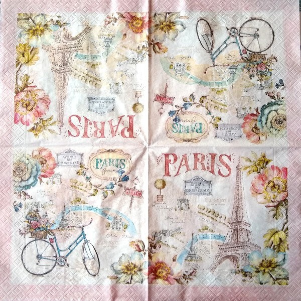 4 serviettes en papier découpage collage 33 cm PARIS FOR EVER D 233 - Photo n°2
