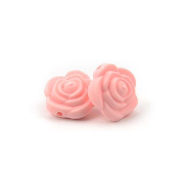 Perle Silicone Fleur Rose Clair 20mm x 20mm Creation bijoux - Photo n°1