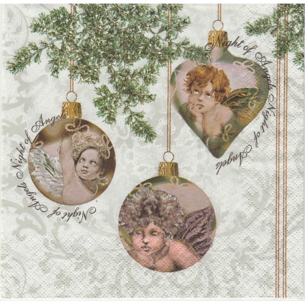 4 Serviettes en papier Anges Boule de Noël Format Lunch Decoupage Decopatch 611109 Home Fashion - Photo n°1