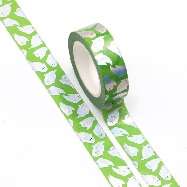 Masking tape métallisé foil vert fantôme holographique - 1,5 cm x 10m - F162 - Photo n°2