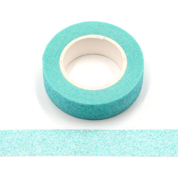 Masking tape glitter bleu scintillant - 15mm x 5m - G080 - Photo n°1