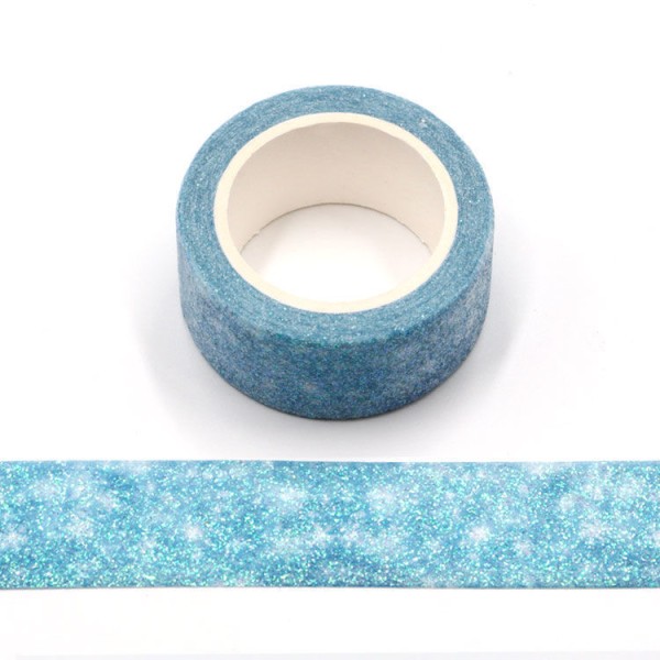 Masking tape étincelles bleues claires - 20mm x 3m - G077 - Photo n°1