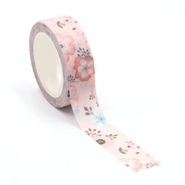 Masking tape glitter fleurs rose pâle scintillante - 15mm x 5m - G070 - Photo n°2