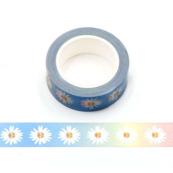 Masking tape pâquerettes couleurs aquarelle - 15mm x 10m - W513 - Photo n°1