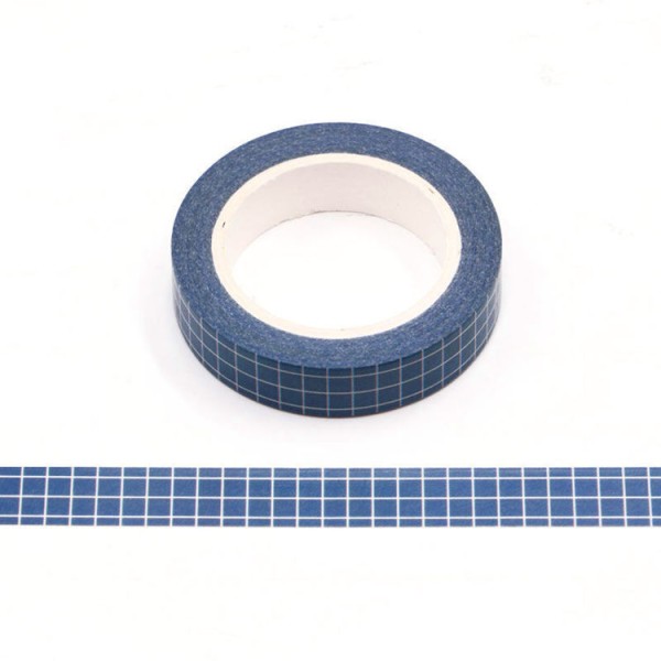 Masking tape grille planner bleu - 10mm x 10m - W502 - Photo n°1