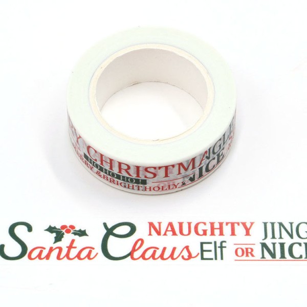 Masking tape Noêl Santa Claus Merry Christmas - 15mm x 10m - W522 - Photo n°1