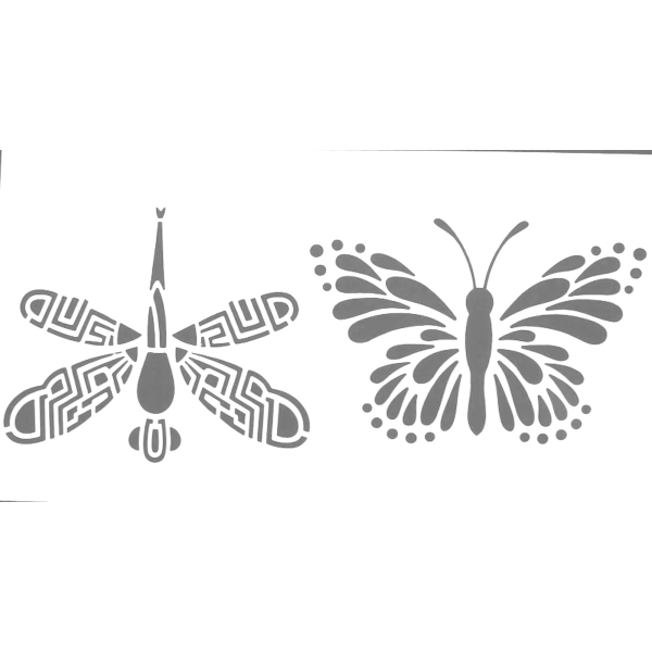 POCHOIR PLASTIQUE 22*12cm : papillon et libellule - Photo n°1