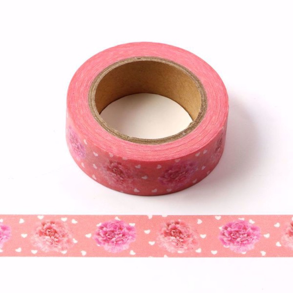 Masking tape rose pompons en papier - 15mm x 10m - W512 - Photo n°1
