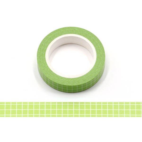 Masking tape grille planner vert clair - 10mm x 10m - W515 - Photo n°1
