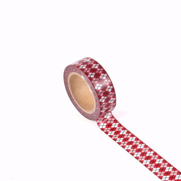 Masking tape quadrillage jacquard rouge et blanc - 15mm x 10m  -  W505 - Photo n°2