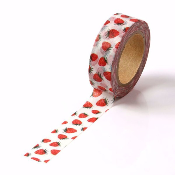 Masking tape petites fraises rouges - 15mmx 10m - W508 - Photo n°2