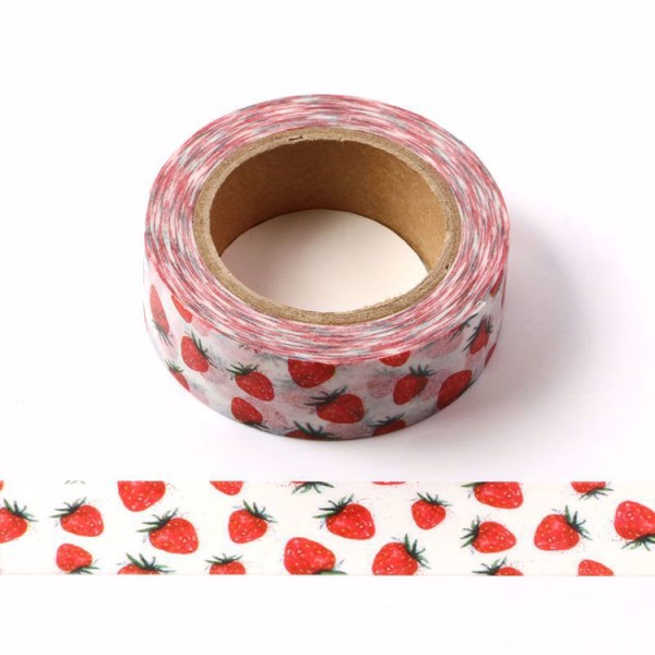 Masking tape petites fraises rouges - 15mmx 10m - W508 - Photo n°1