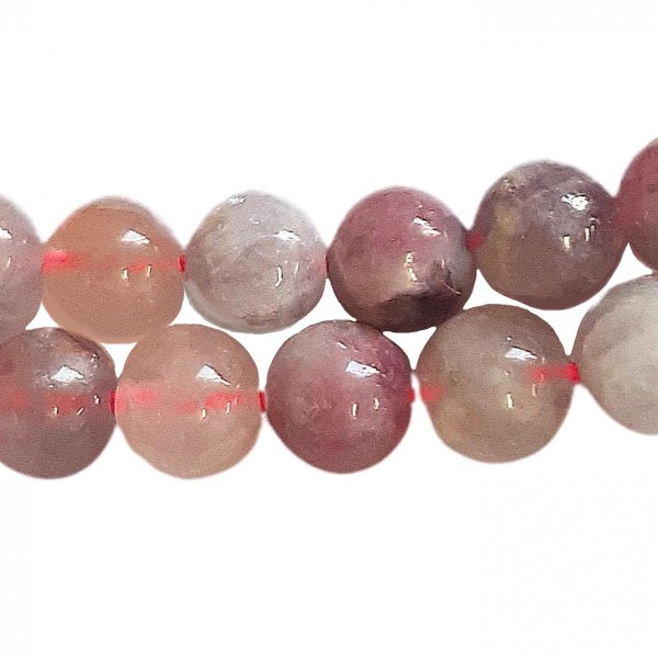 Fil de 62 perles rondes 6mm 6 mm en tourmaline rose rubélite - Photo n°1