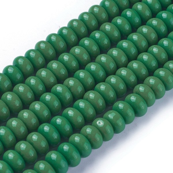 Perles en verre rondelle 8 mm vert foncé x 20 - Photo n°3