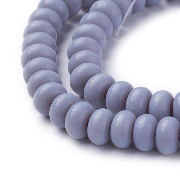 Perles en verre rondelle 8 mm bleu gris x 20 - Photo n°2