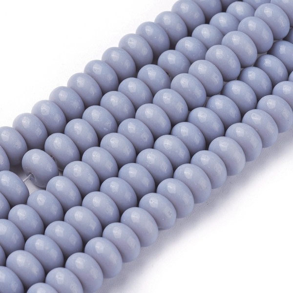 Perles en verre rondelle 8 mm bleu gris x 20 - Photo n°3