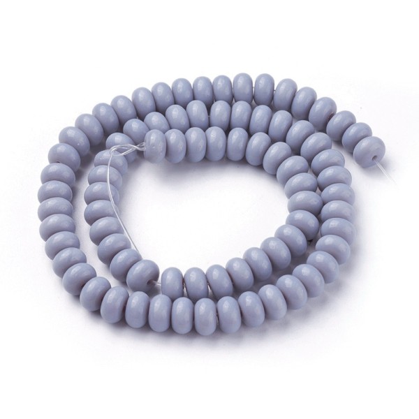 Perles en verre rondelle 8 mm bleu gris x 20 - Photo n°1