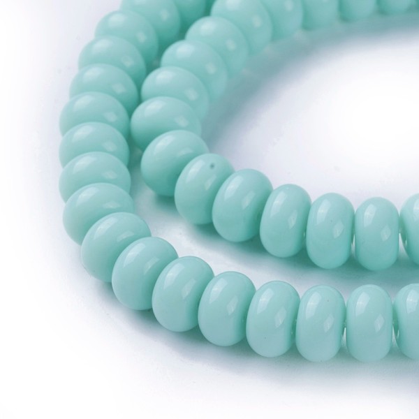 Perles en verre rondelle 8 mm bleu vert x 20 - Photo n°2