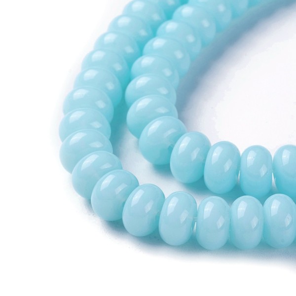 Perles en verre rondelle 8 mm bleu clair x 20 - Photo n°2