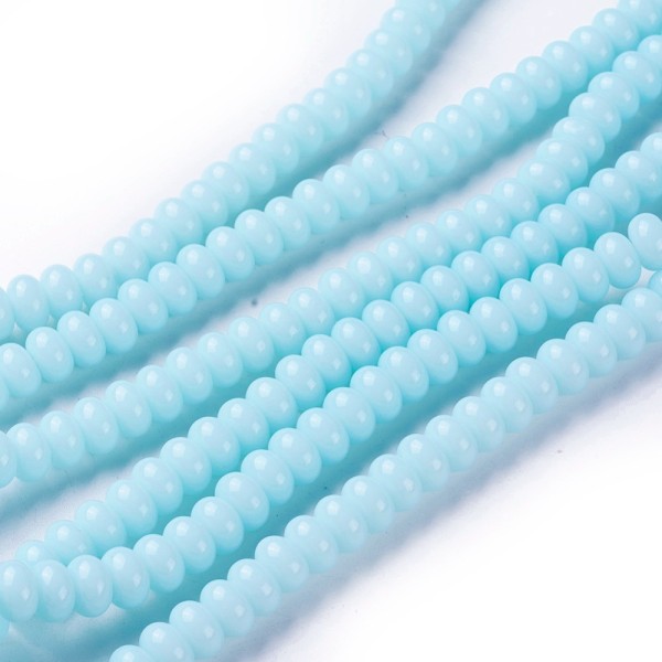 Perles en verre rondelle 8 mm bleu clair x 20 - Photo n°3