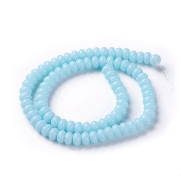 Perles en verre rondelle 8 mm bleu clair x 20 - Photo n°1