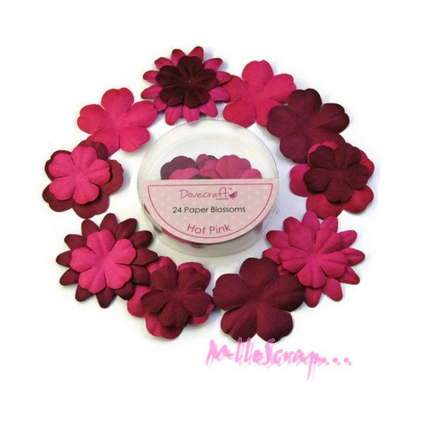 Fleurs Dovecraft papier rose foncé - 24 pièces - Photo n°1