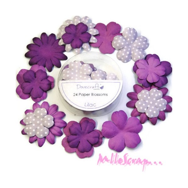 Fleurs Dovecraft papier violet clair - 24 pièces - Photo n°1