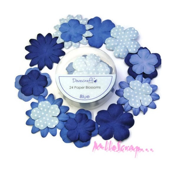 Fleurs Dovecraft papier bleu foncé - 24 pièces - Photo n°1
