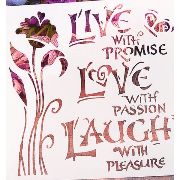 POCHOIR PLASTIQUE 13*13cm : Love with Passion - Photo n°1