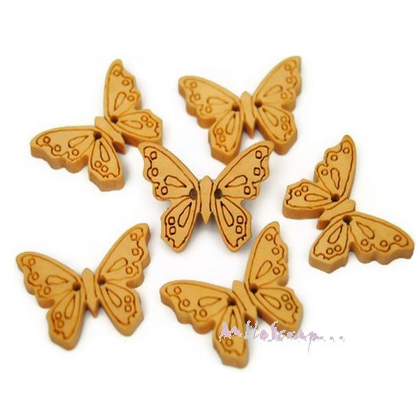 Boutons bois papillons - 10 pièces - Photo n°1