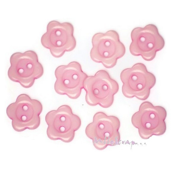 Boutons fleurs plastique rose clair - 10 pièces - Photo n°1
