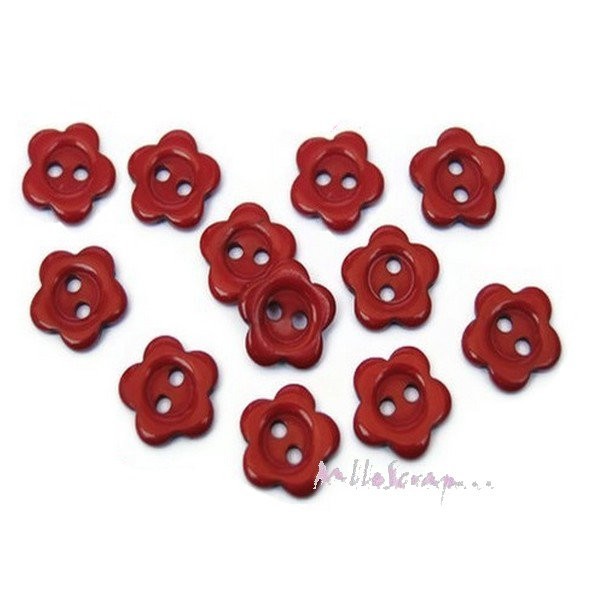 Boutons fleurs plastique rouge - 10 pièces - Photo n°1
