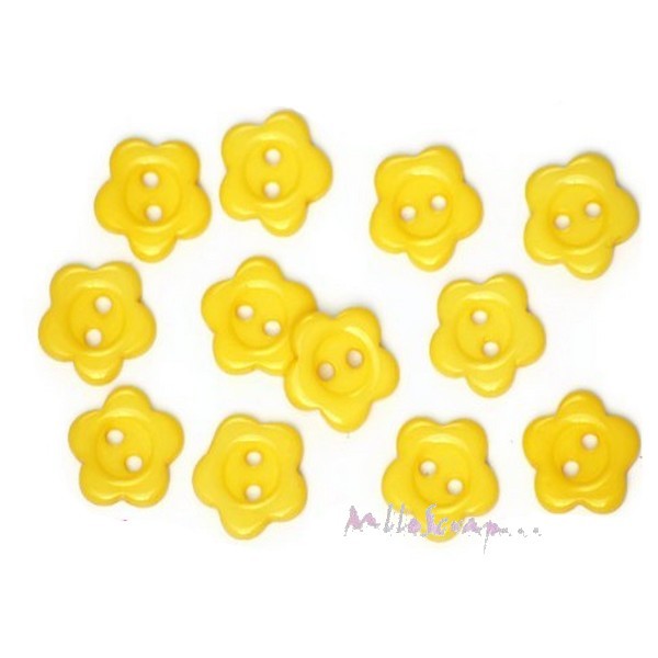 Boutons fleurs plastique jaune - 10 pièces - Photo n°1