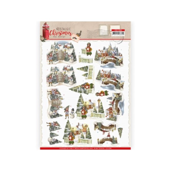 Carte 3D à découper - CD11559 - Nostalgic Christmas - Village de Noël - Photo n°1