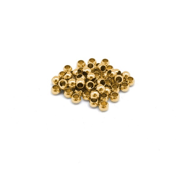 20 Perles Ronde 3mm Doré En Acier Inoxydable Pour Cordon De 1,5mm - Photo n°3